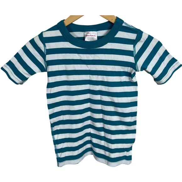 Hanna Anderson Size 8 Shirt Boys Blue Striped Short Sleeve - Picture 1 of 5